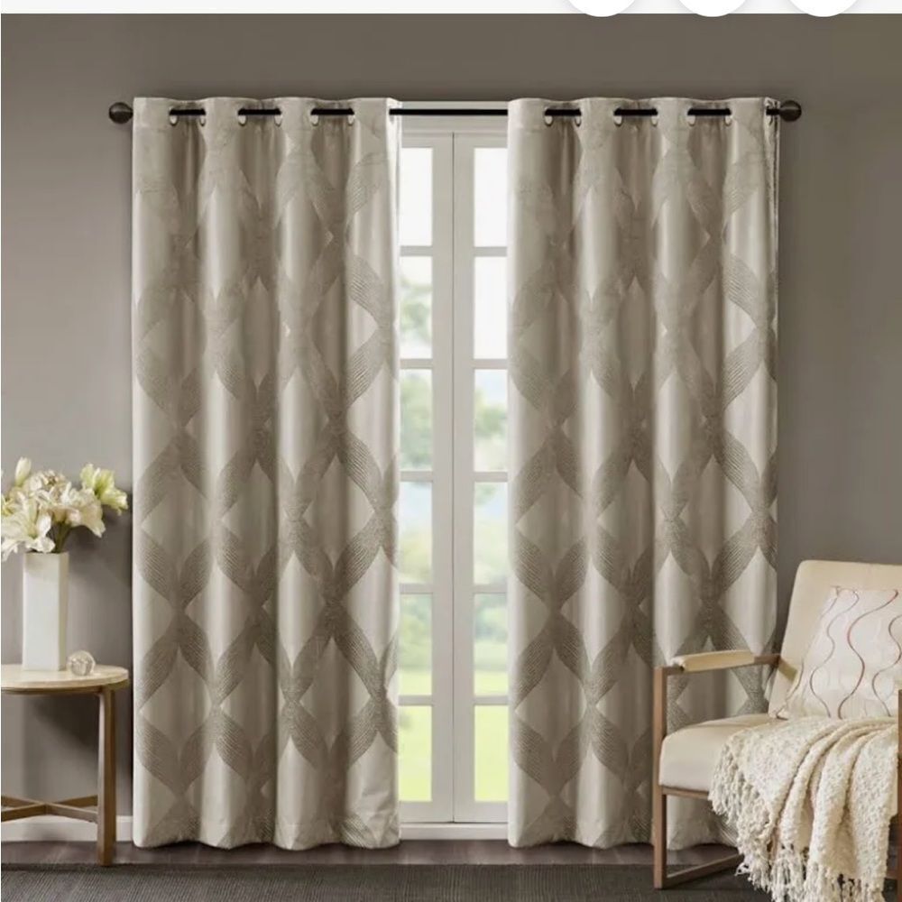 Elegant Cream Patterned Blackout Curtains